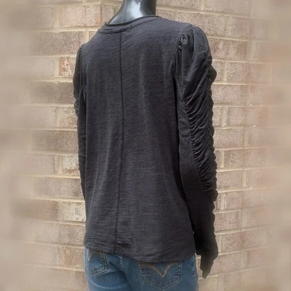 We The Free Natasha Crewneck Ruched Long Sleeve Top Sz M - Picture 5 of 13